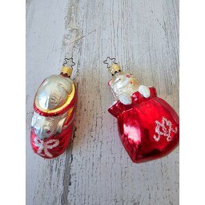 Inge glas glass cat shoe bag ornament set kitten tree vintage
